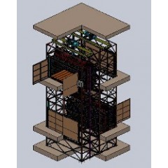 Комплекс из 4-х попарно скомпонованных грузовых подъемников CMInd-К2-2000-3100х1450х2000 общей грузоподъемностью 8 000 кг.